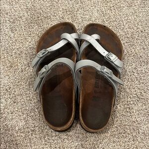 Silver Birkenstocks 38